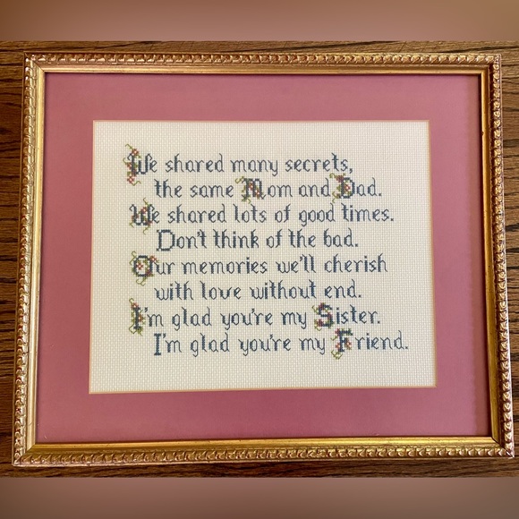 Vintage Framed Sisters Cross Stitch. - Picture 1 of 7